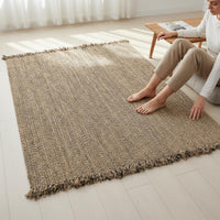 Woven Jute Rug Handcrafted Japanese Design Rug Simple Elegance Design Fiber Carpet for Living Room, Bedroom