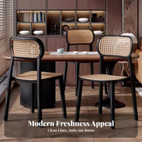 Cane-Back Side Chair Stackable Indoor Seating Curved Backrest for Home Office