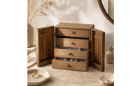 Tabletop Jewelry Cabinet Rustic Jewelry Cabinet with Drawers Enclosed for Dresser, Vanity