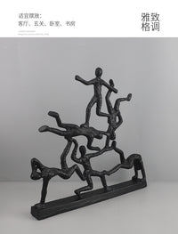北欧创意杂技人物雕塑摆件客厅玄关酒店书房电视柜样板房家居饰品