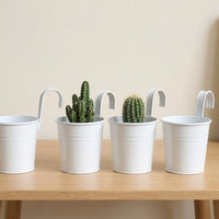 Plant Pots for Garden Decor and Flower Pots, Hanging Plant Set for Outdoor Fence, 10 Pack Fence Planters, European Style Iron Hook Planter