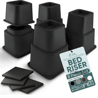 Adjustable Plastic Furniture Leg Caps and Bed Risers Set (4 Large + 4 Small)