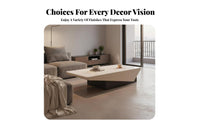 Modern Minimalist Design Oval Table with Sculptural Base Light Luxury Living Room Furniture Cream aesthetic Home Furnishing Lowsilhouette hidden from viewline for Small Apartment Dwellers, Homeowners, Interior Designers, Lounge Area, Office