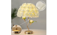 Decorative Rose Table Lamp Warm Light Rose Lamp Floral Gold-Tone for Bedside, Bedroom, Living Room
