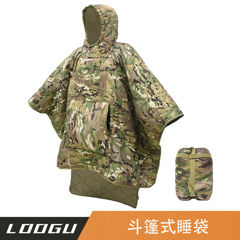 LOOGU Camouflage Poncho Sleeping Bag for Outdoor Camping and Hiking