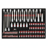 EVA Foam Tray Mechanic Socket Kit Metal Parts Ratchet Tool Set Portable Case Bit Socket Set Standard Sockets for Auto Repair Shop, Garage