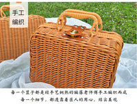 仿藤编复古手提箱化妆箱结婚伴手礼盒儿童户外拍照道具衣服收纳箱