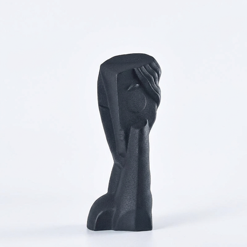 Abstract Face Art Statue for Office Living Room Bookshelf, Modern Ceramic Sculpture, Minimalist Design, Home Decor Accent, Wh
