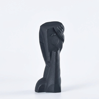 Abstract Face Art Statue for Office Living Room Bookshelf, Modern Ceramic Sculpt #variant:Black