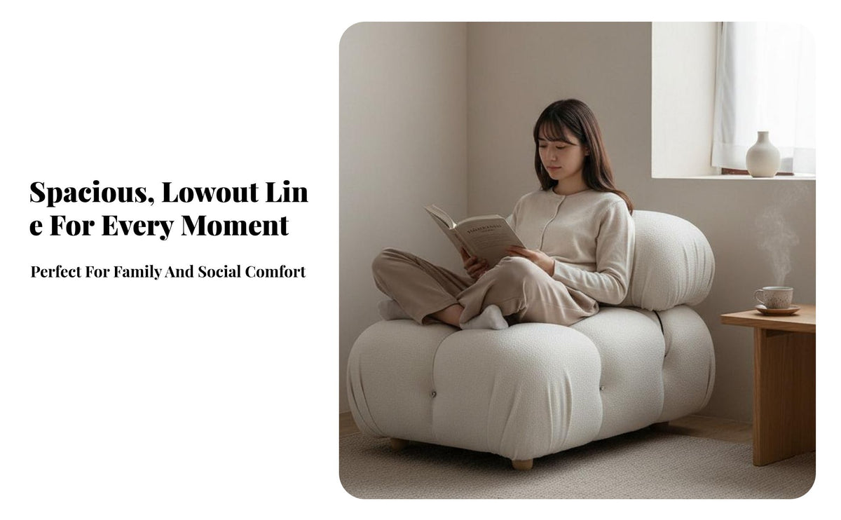 Wabi-Sabi Aesthetic plump Block Sofa personalizedizable Combination Deep-Seat Configurable Couch Small Space suitable for Living Room Furniture Minimalist Aesthetic for Interior Designers, Apartment Dwellers, Homeowners, Studio Flat, Bedroom