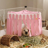 Removable Cover Bunny Hideaway with Fringe, Rat Accessories for Cage, Crystal Velvet Corner Shelter for Hamsters and Guinea Pigs