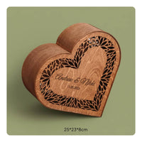 Heart Wooden Coin Box Giftable Home Decoration Decorative Cutout for Wedding