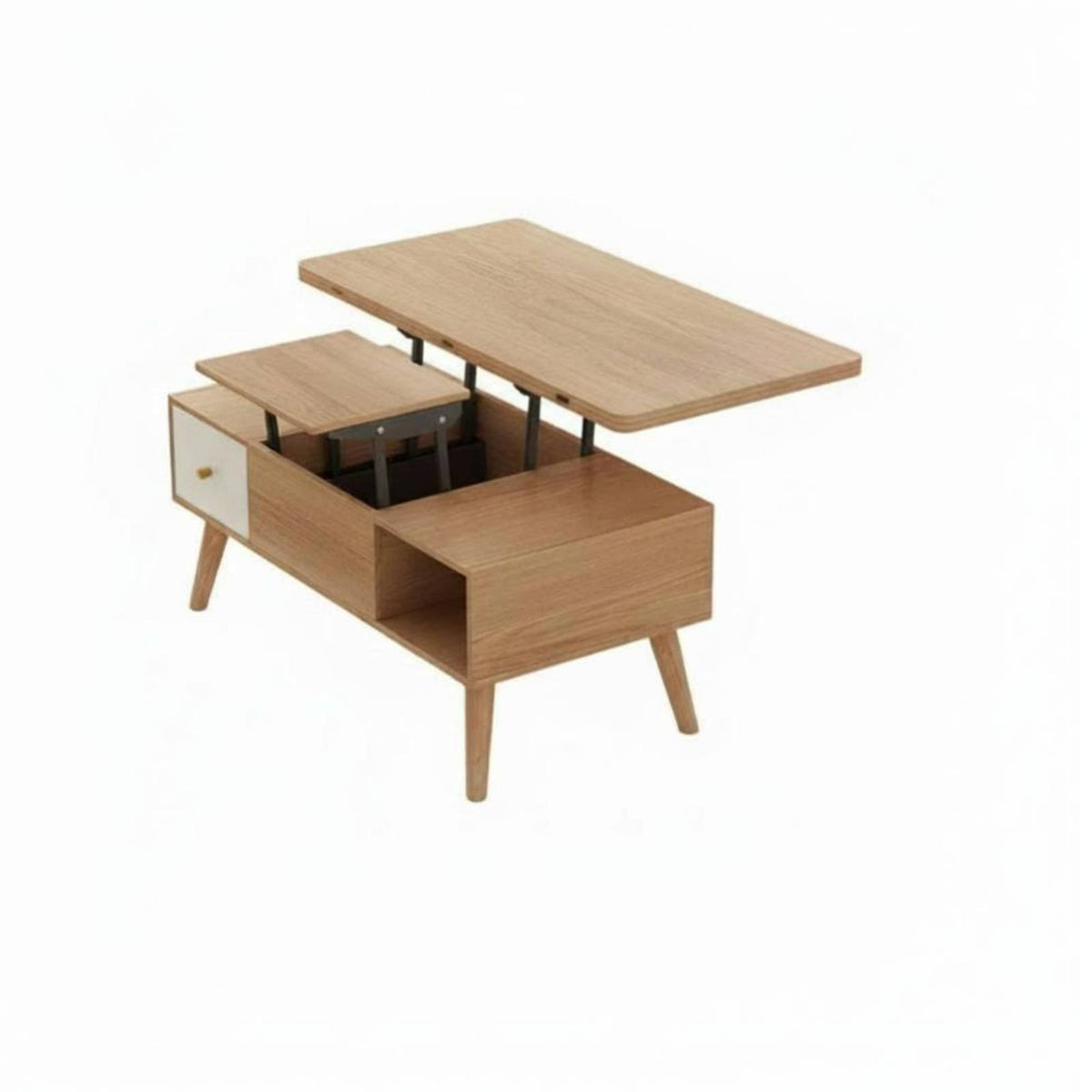 transformable elevateTop Coffee Table Height-Adjustable transformable elevateTop Table Built-in Storage Movable with casters