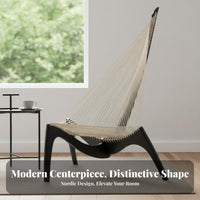 Harp spine Armchair Nordic Design Lounge Chair Designer Inspired Minimalist Aesthetic for Interior Decorators, Book Lovers