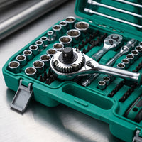 Socket and Ratchet Set Alloy Steel Technician Tool Set 72-Tooth Mechanics Tool Kit for Home Handymen, Automotive Repair, Garage, Home Maintenance