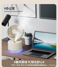 桌面摇头喷雾加湿水冷降温小风扇usb宿舍充电便携办公室跨境批发