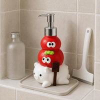 Pig-Shaped Soap Dispenser Red and White Pig Soap Bottle 200 Ml for Washbasin