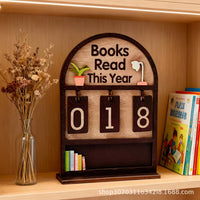 Wooden Book Counter Desktop Ornament for Reading Statistics