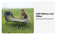 600D Oxford Cloth Adjustable Camping Cot Metal Frame Reclining Camping Cot Round Support Feet