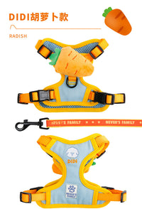 Adjustable Dog Harness and Leash Set with Carrot Design