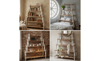 Freestanding Five-Tier Display Shelf Narrow-Footprint Standing Shelf with Five Tiers Tall Open Display Rack Space-Saving for Homeowners, Collectors, Living Room, Studio, Shop