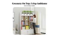 Stable Structure Multi-Shelf Storage Unit Strong Load-Bearing Capacity Partition Cabinet with Planter Scratch Resistant Room Divider Waterproof Surface for Homeowners, Professionals, Business Owners, Workspace, Reception Area