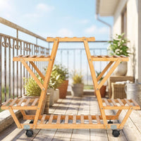 Plant Stand for Indoor Plant Display in the Living Room, 4 Tier Bamboo Wooden Plant Stand, Tall Plant Stands Indoor, Stable Plant Pot Stand