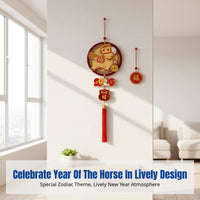 2026 Horse Year Decoration, Red & Gold Jacquard, Auspicious Fu Character, Seasonal Holiday Home Decor, Door Hanging, Chinese