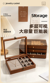 Vintage High-End Wooden Jewelry Box with Photo Frame for Rings, Necklaces, Earrings, and Bracelets