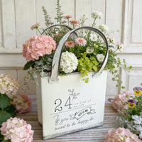 Handbag Shaped Planter Distressed Iron Construction Tote Bag Flower Pot Multi-Functional Wall Hanging Flower Container for Courtyard, Balcony, Patio