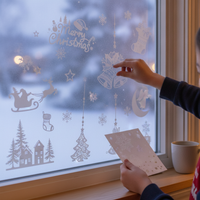 Christmas Static Window Clings - Santa, Snowman, Reindeer Decals for Holiday Decoration
