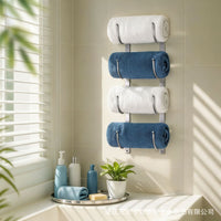 4-Tier Wall-Mounted Towel Rack for Bathroom, Silver