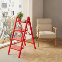 Foldable Ladder with Wide Steps Non-Slip Triangular-Frame Ladder Sturdy Step Stool Compact for Homeowners, Seniors, Kitchen, Closet, Pantry