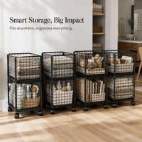Foldable Rolling Under-Desk Bookshelf Storage Cart for Home Office and Students