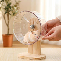 18cm Hamster Wheel and Nighttime Comfort Wheel, Silent Exercise Runner with Fixed Stand, Clear Firm Surface for Dwarf Hamsters and Mice