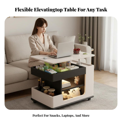 Convertible Lift-Top Table Hidden Compartments Living Room Furniture for Bedroom