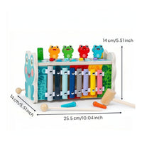 Multifunctional Pounding Bench with Xylophone Interactive Pound and Tap Toy Educational Wooden Activity Box Developmental for Children, Babies, Playroom