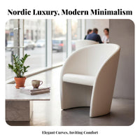 Curved Armchair Nordic Aesthetic Single Sofa Light Luxury Soft Upholstery for Homeowners, Reception Area, Bedroom
