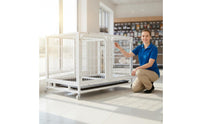 Heavy Duty Breeding Cage Double Door Multi-Tier Animal Kennel Easy to Removable Tray Stackable Pet Cage for Veterinarians, Grooming Salon