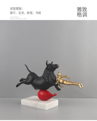 北欧创意抽象金属牛气冲天动物雕塑摆件客厅玄关电视柜家居装饰品