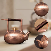 Teapot with Bail Handle Handcrafted Copper Teapot Nostalgic Tea Pot for Teahouse