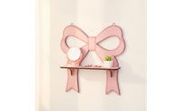 Wall Shelf with Bow Charming Wooden Shelf with Bow Pink Furniture for Girls, Teens, Nursery, Bedroom, Dressing Room