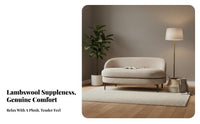 Nordic Minimalist Design Curved Teddy Sofa Removable and cleanable Cover Curved 2-Seater Settee exceptionallySoft Texture Loveseat space-saving Size for Interior Designers, Apartment Dwellers, Coffee Shop, Hotel Lobby, Lounge Area, Small Spaces