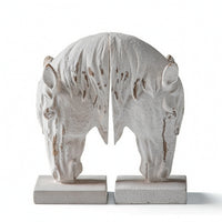 Horse Bookends Distressed Horse Head Sculpture Vintage Decor for Bookshelf, Mantel