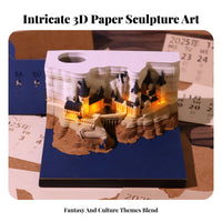 Tear-Removable Paper Sculpture Calendar Creative Gift 3D Papercraft Memo Pad Multi-Functional Dimensional Artwork Notepad for Fantasy Lovers, Students