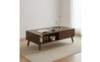 Coffee Table with Storage Rectangular Wood Coffee Table Mid-Period Modern Furniture for Apartment