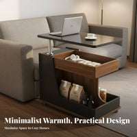 Adjustable Sofa Side Table with Rotating Top Mobile Laptop Cart Coffee Table Storage Cart Built-in Speaker and USB Port for Daily Use Suitable for Apartment Dwellers Living Room Home Office Bedside