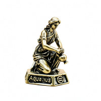 Astrological Sign Figurine Brass Tone Antique Metal Figurine Decorative for Desk