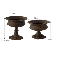 Vintage Iron Flower Vessel Vase Flared Rims Vintage Iron Vase Decorative Pedestal Flower Pot for Dining Table