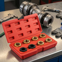 8 Pieces Bolt Thread Repair Kit Burgundy Storage Box Thread Die Set Hex-Shaped Threading Die Kit